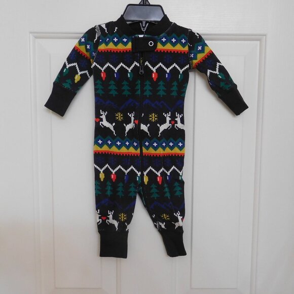 NWT Hanna Andersson Navy Fair Isle Reindeer 1pc Sleeper Pajamas sz 0-3 Months - Picture 1 of 1